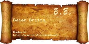 Beier Britta névjegykártya